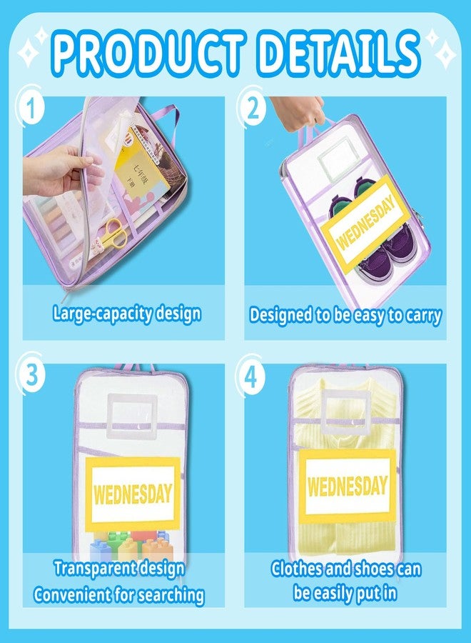 NUOLUTH Weekly Clothes Organizer For Kids:7 Pack Colored Mesh Zipper Pouches A4 Size Breathable Storage Bags with Handles for Travel and Camping,kids travel essentials - Image 4